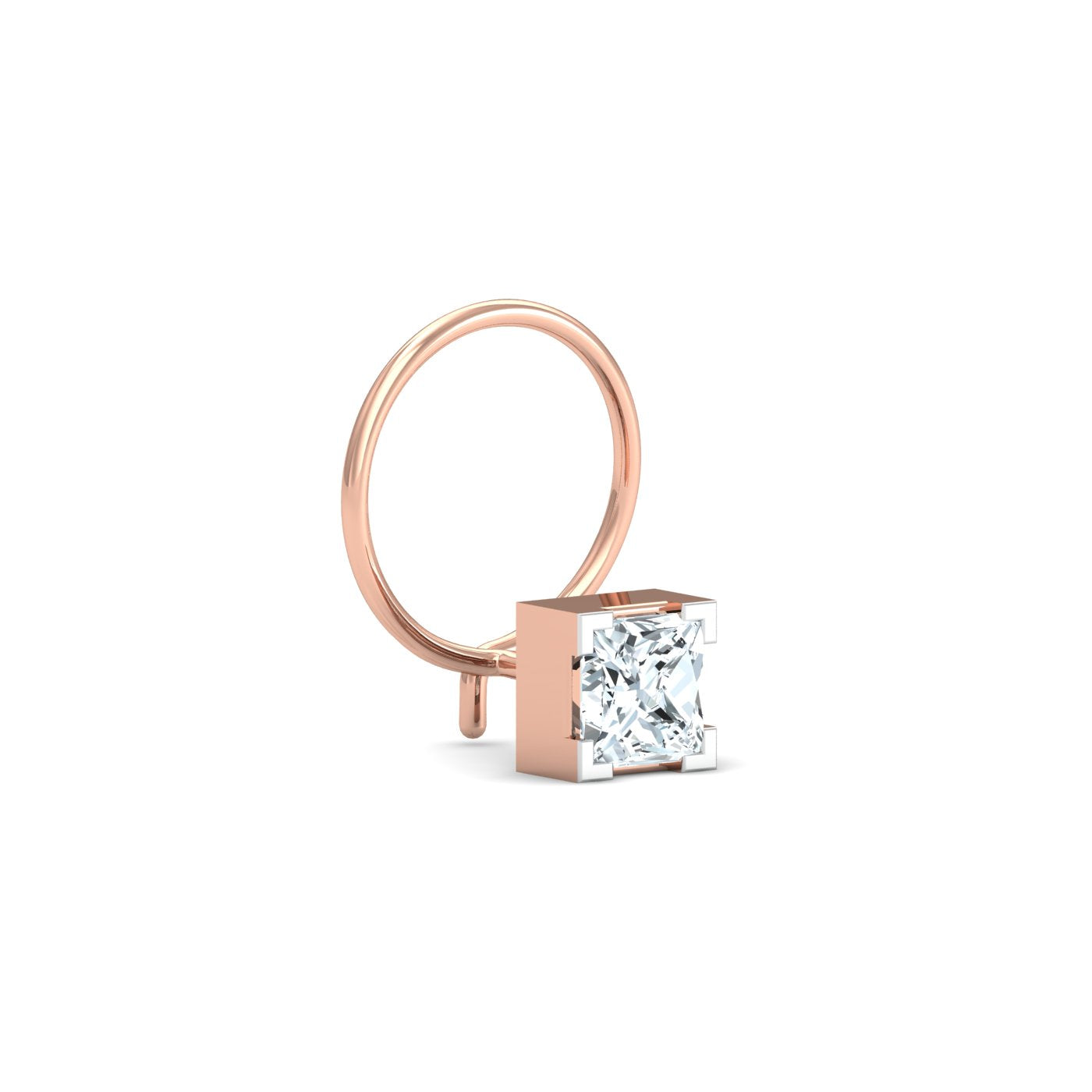 0.34 ct. Princess Solitaire Nose Pin