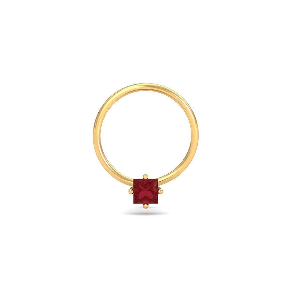 2.5mm Square Ruby Nose Pin