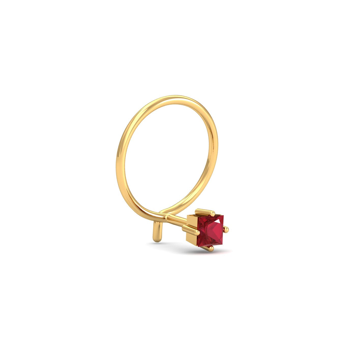 2.5mm Square Ruby Nose Pin