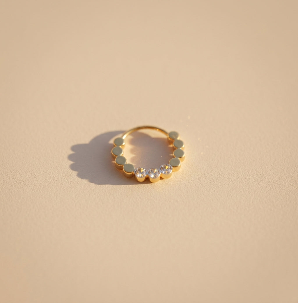 Geometric Diamond Septum Ring