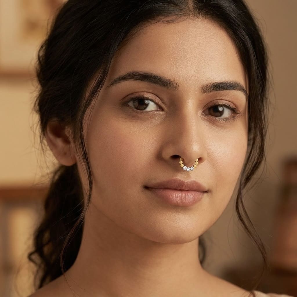 Geometric Diamond Septum Ring