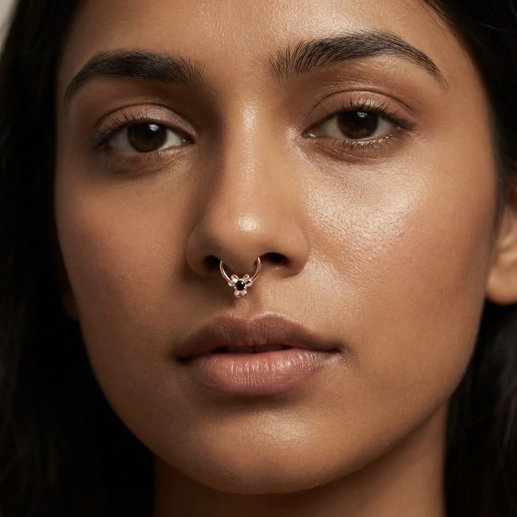 Flower Black Septum Ring