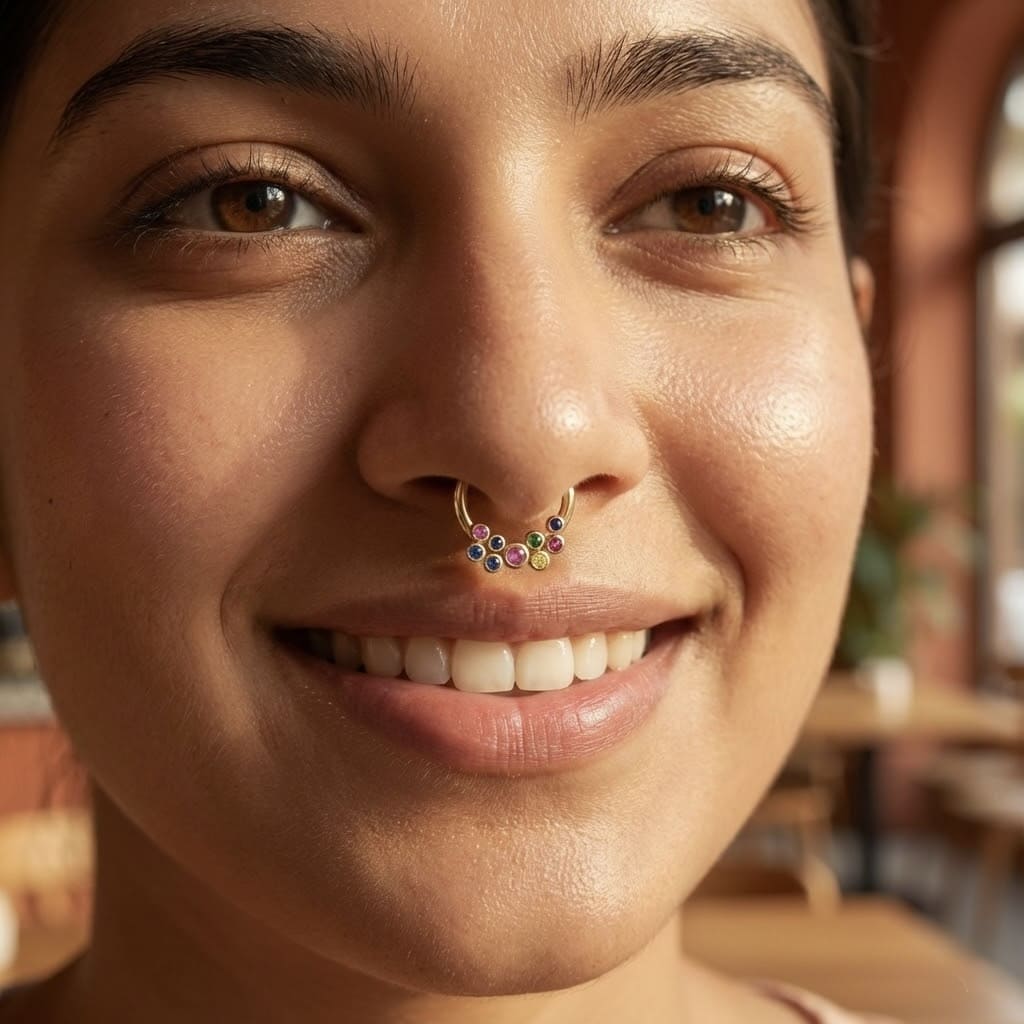 Multi Sapphire Septum Ring