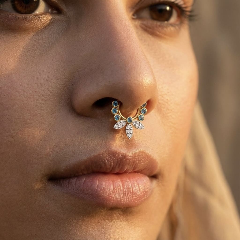 Floral Topaz Septum Ring
