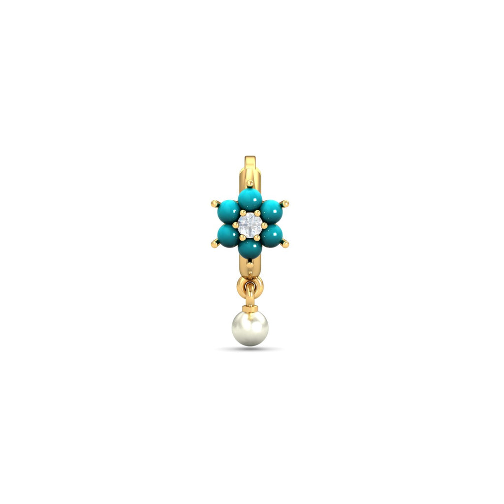 Anugrah Turquoise Pearl Nose Ring