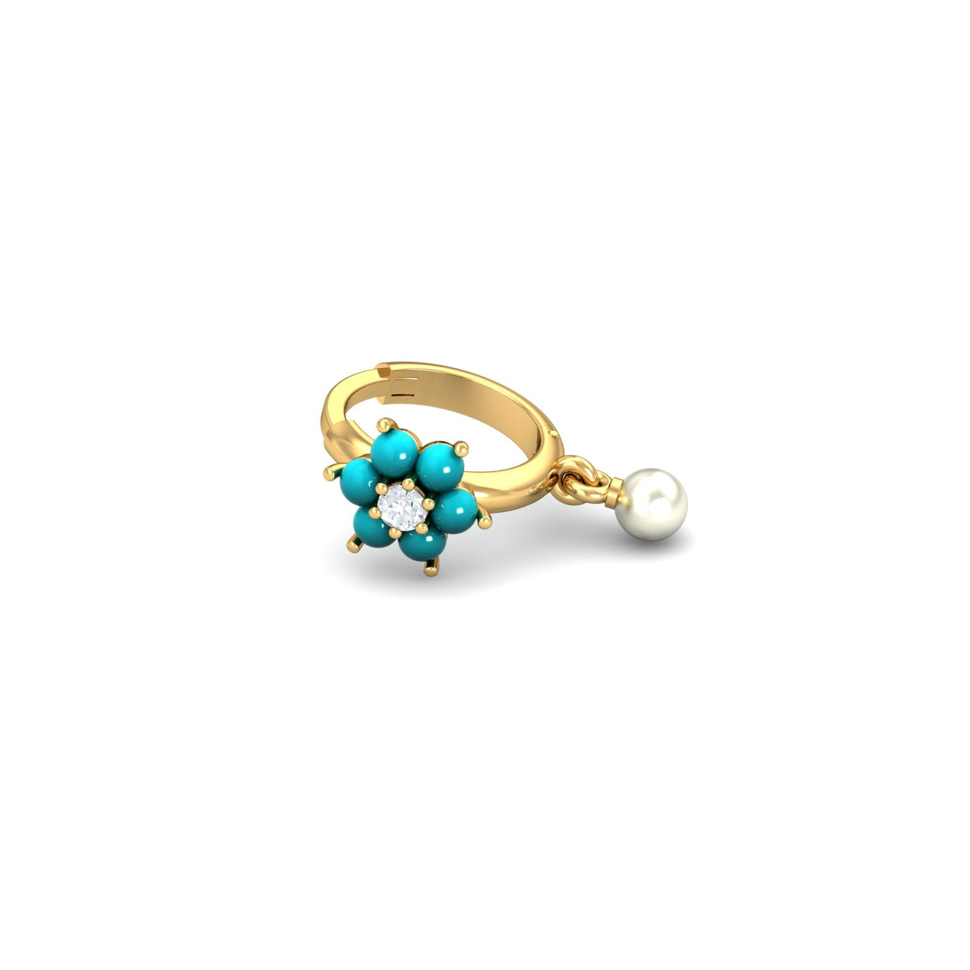 Anugrah Turquoise Pearl Nose Ring