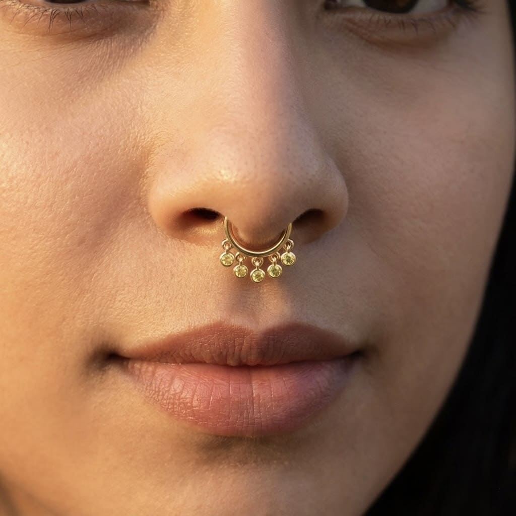 Sunlit Sapphire Septum Ring