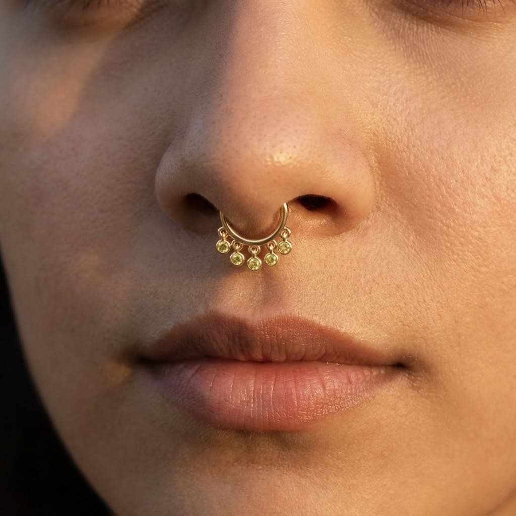 Sunlit Sapphire Septum Ring